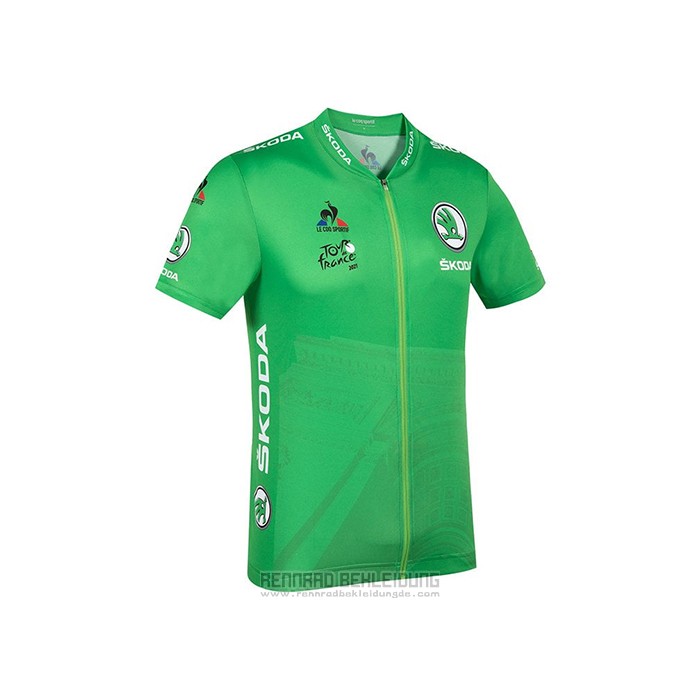 2021 Fahrradbekleidung Tour de France Grun Trikot Kurzarm und Tragerhose